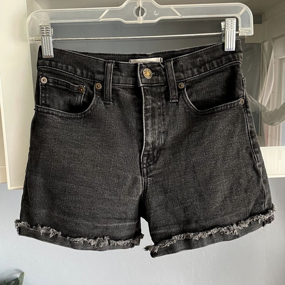 Madewell High-Rise Denim Shorts in Faded Black